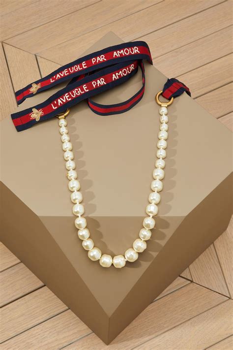 gucci pearl necklace|gucci inspired choker necklace.